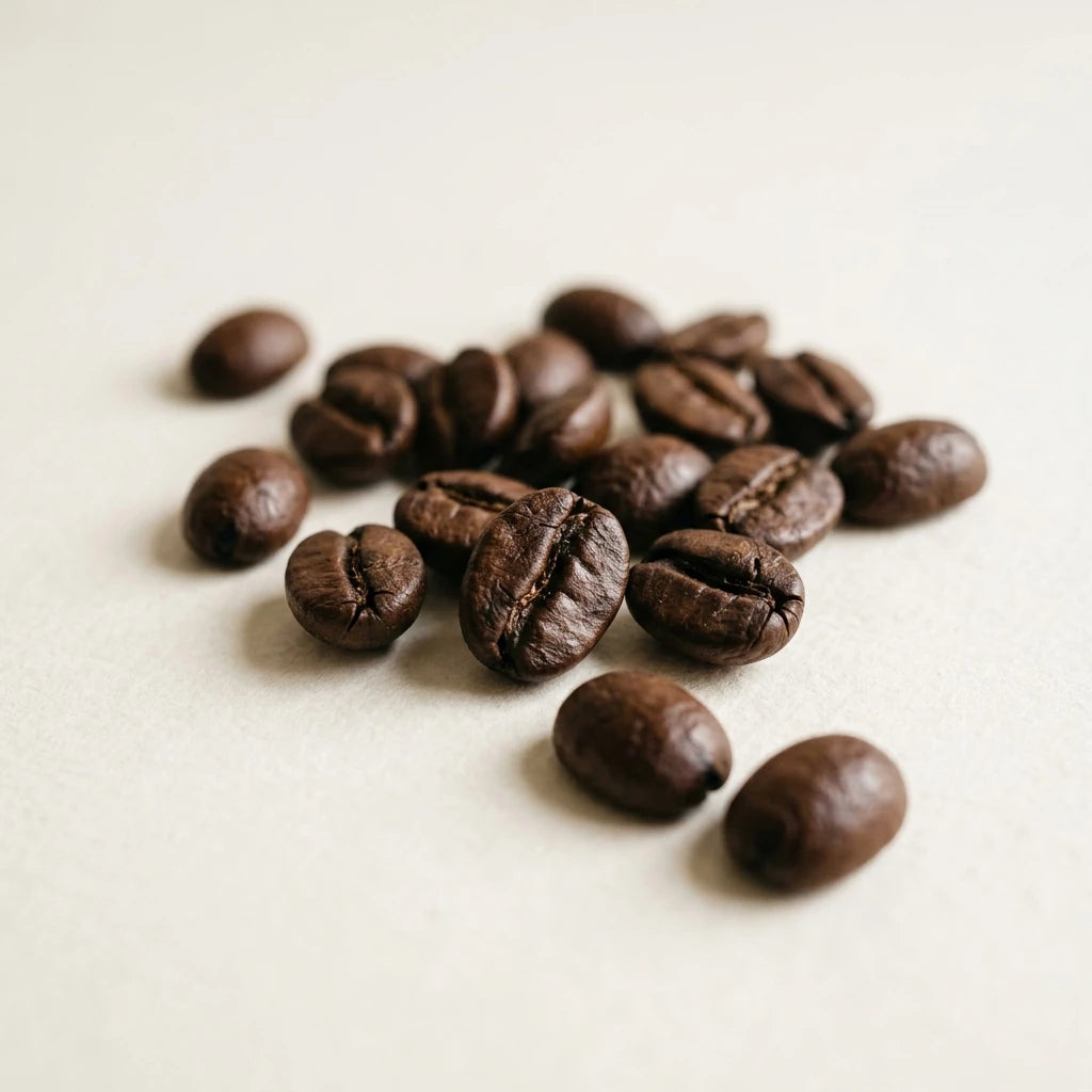 Coffee beans on a neutral surface
